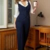 Diadora Wide Suit Trousers In Navy -King Louie Shop 238421 Glamour Bunny Business 43716 Pants Navy Diadora 221004 603M category