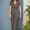 70s Mabel Jumpsuit In Butterfly Black