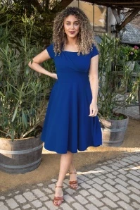 50s Riyana Swing Dress In Royal Blue 3 50s Riyana Swing Dress In Royal Blue