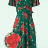 Irene Flower Cross Over Swing Dress In Silky Green 2 Irene Flower Cross Over Swing Dress In Silky Green -King Louie Shop 239575 vintage chic 46797 swing dress roses green 230316 500Z category