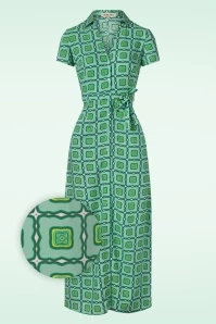 Daria Maxi Shirt Dress In Light Blue And Green