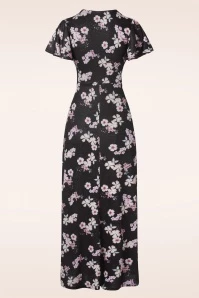 Feline Floral Glitter Maxi Dress In Black 5 Feline Floral Glitter Maxi Dress In Black - Image 3