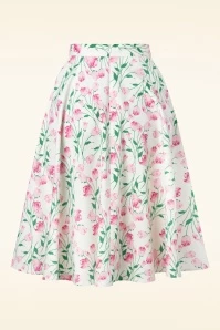 Topvintage Exclusive ~ Adriana Floral Swing Skirt In White And Pink 5 Topvintage Exclusive ~ Adriana Floral Swing Skirt In White And Pink - Image 3