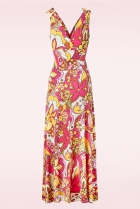 Grecian Groovy Flower Maxi Dress In Multi 4 Grecian Groovy Flower Maxi Dress In Multi - Image 2