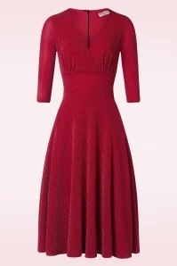 Gloria Glitter Swing Dress In Red