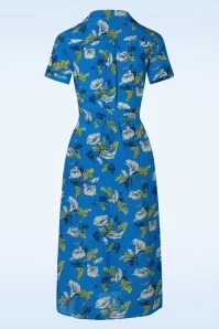 King Louie Shop -King Louie Shop 241302 King Louie 44657 Dress Midi Cubanelle Madeira Blue Floral 221223 508 W category