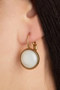 Goldplated Dot Earrings In Ivory
