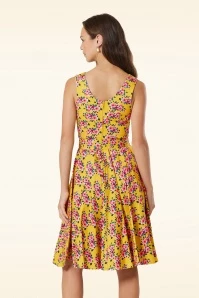 Mina Floral Swing Dress In Yellow 5 Mina Floral Swing Dress In Yellow - Image 3