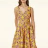 Mina Floral Swing Dress In Yellow -King Louie Shop 241664 Timeless 46451 Swingdress Ozzy Yellow Floral 230417 001LW category