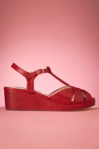 Kira Wedge Sandals In Red 5 Kira Wedge Sandals In Red - Image 3