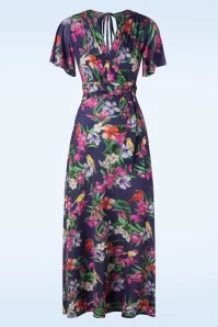 Tropical Bird Maxi Dress In Blue