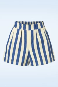 Louche Hilton Deck Striped Shorts In White And Blue