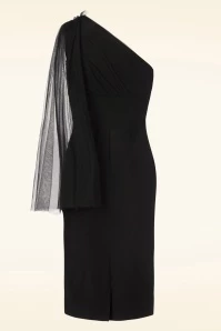 Sabrina Beaded Tulle Sash Pencil Dress In Black 6 Sabrina Beaded Tulle Sash Pencil Dress In Black - Image 4