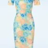Viora Flower Pencil Dress In Blue -King Louie Shop 242099 Vintage Chic 47611 Dress Pencil Flowers Blue 230503 401W category