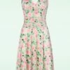 Grecian Floral Swing Dress In Mint And Pink