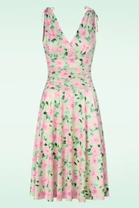 Grecian Floral Swing Dress In Mint And Pink