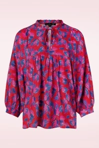 Ylenia Blouse In Red And Cobalt