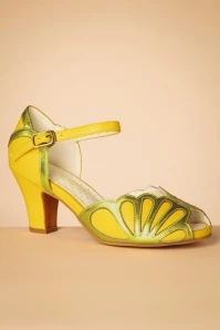 Ava Bravado Mirror Peeptoe Pumps In Minion Yellow