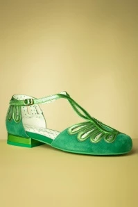 Penny Suede Dainty Flats In Green