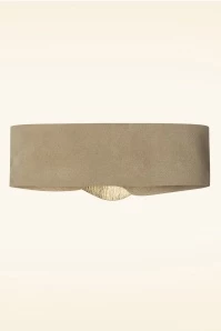 Gold Buckle Suede Belt In Beige 4 Gold Buckle Suede Belt In Beige - Image 2