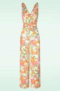 Aloha Jumpsuit In White And Orange