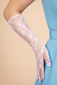 Catherine Lace Gloves In White