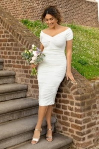 Norma Jeane Pencil Dress In White