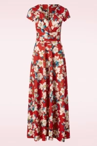 Rinda Floral Maxi Dress In Warm Red