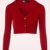 50s Shela Cropped Cardigan In Lipstick Red -King Louie Shop 242969 Mak Sweater V neck Cropped Cardigan in Red 140 20 23270 20171002 0002 W category