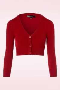 50s Shela Cropped Cardigan In Lipstick Red