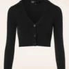 50s Shela Cropped Cardigan In Black