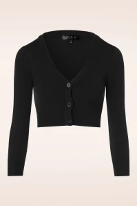 50s Shela Cropped Cardigan In Black