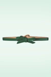 50s Gold Rush Lacquer Bow Belt In Forrest Green
