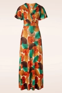 Freya Maxi Dress In Orange Leaf Print