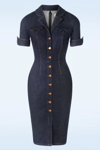 Francie Denim Pencil Dress In Classic Blue