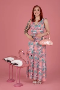 Grecian Tropical Maxi Dress In Pink