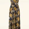 Maxime Wavy Maxi Dress In Navy Mustard 1 Maxime Wavy Maxi Dress In Navy Mustard -King Louie Shop 243458 Vintage Chic 48191 Dress Navy Mustard Wavy Print 20230712 404 category