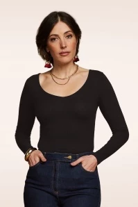 King Louie Carice V Rib Top In Black 4 King Louie Carice V Rib Top In Black - Image 2