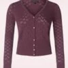 King Louie Heart Ajour Cardigan In Maroon Red -King Louie Shop 243549 king louie 46843 sweater Heart Maroon Red 20230414 0501 category