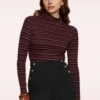 King Louie Rolla Stripe Rollneck Top In Mesa Pink -King Louie Shop 243556 King Louie 46918 Top Rollneck Rolla Stripe Mesa Pink 020L category