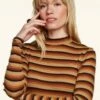 King Louie Vanna Stripe Turtle Top In Mango Orange -King Louie Shop 243625 king louie 46923 Top orange Stripe turtle neck 020L bewerkt category