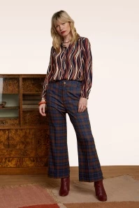 King Louie Lisa Culotte Check Pants In Blue