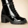 S.Oliver Tia Block Heel Patent Booties In Black