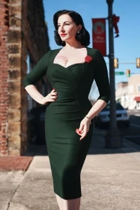 Elyssa Pencil Dress In Dark Green