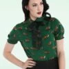 Bunny 50s Vixey Blouse In Dark Green -King Louie Shop 243898 Bunny 34268 Vixey Blouse Dark Green200814 023LW category