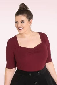 Bunny 50s Philippa Top In Burgundy