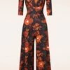 70s Liana Floral Jumpsuit In Black And Orange -King Louie Shop 243999 Vintage Chic 44265 Jumpsuit black red flowers 220907 600W category