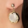 Gold Plated Cat Eye Earstuds In White -King Louie Shop 244005 Lovely 48015 Earring Cateye White Gold 230726 403W category