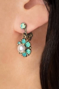 Vine Floral Drop Clip On Earrings In Mint