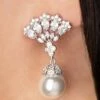 Cubic Zirkonia Pearl Stud Earrings In Silver
